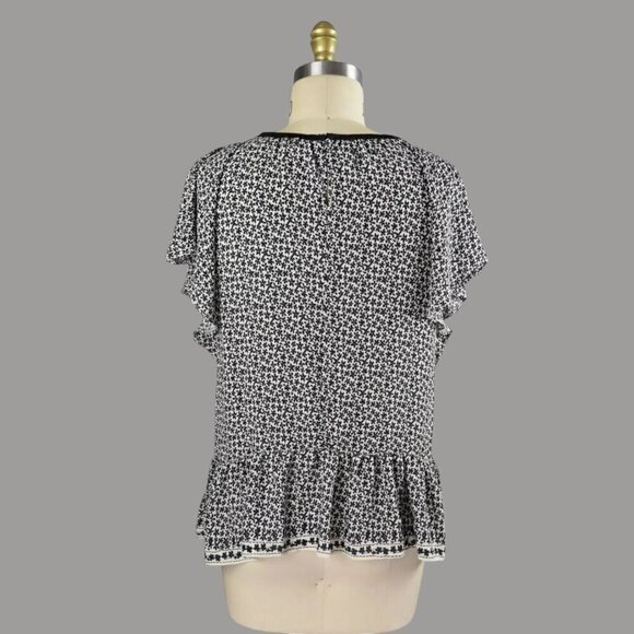 MAX STUDIO FLORAL CUT OUT FRONT PEPLUM BLOUSE TOP - Picture 5 of 7